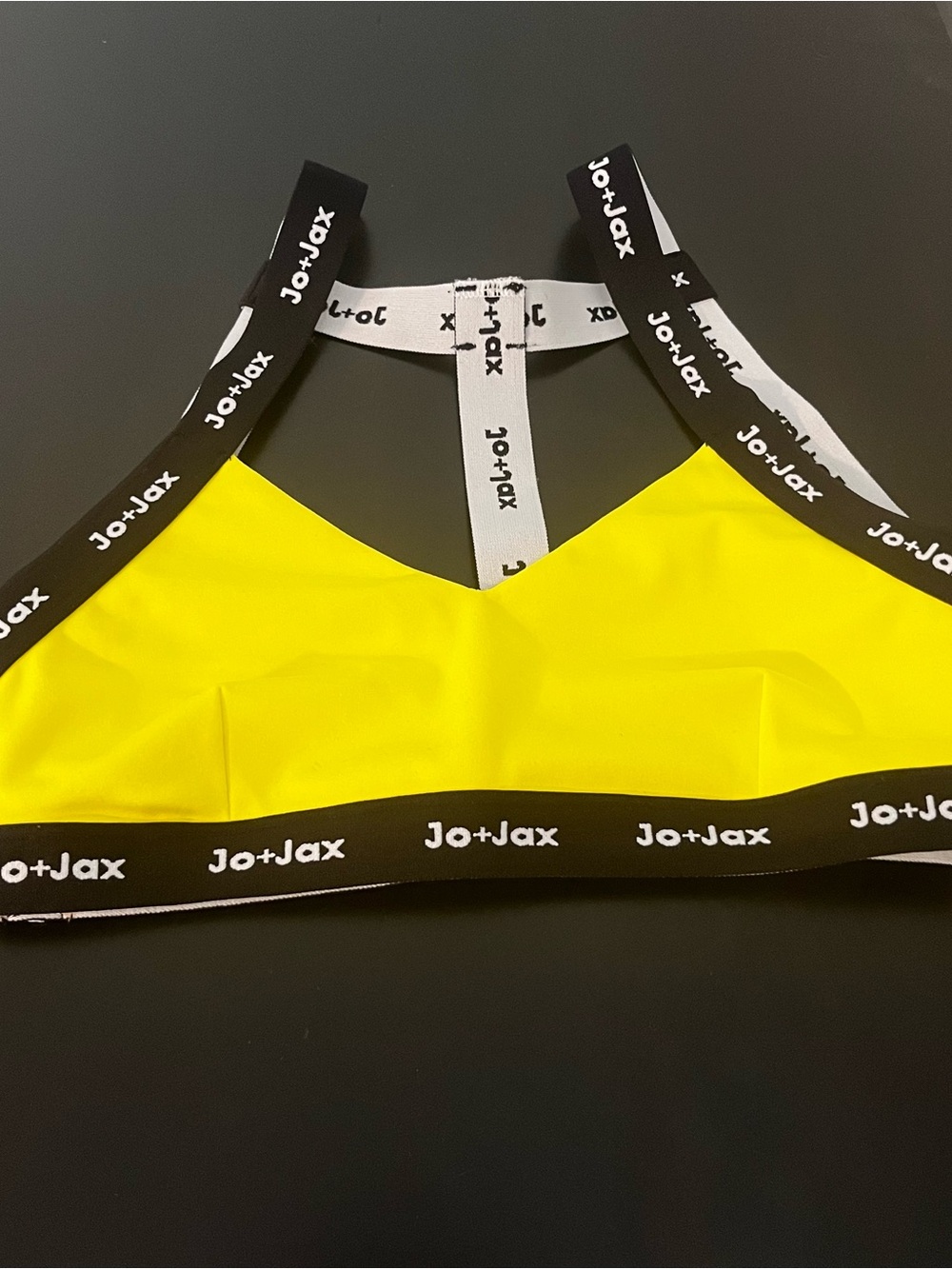 Jo+Jax Bright Yellow Logo-Trim Sports Bralette